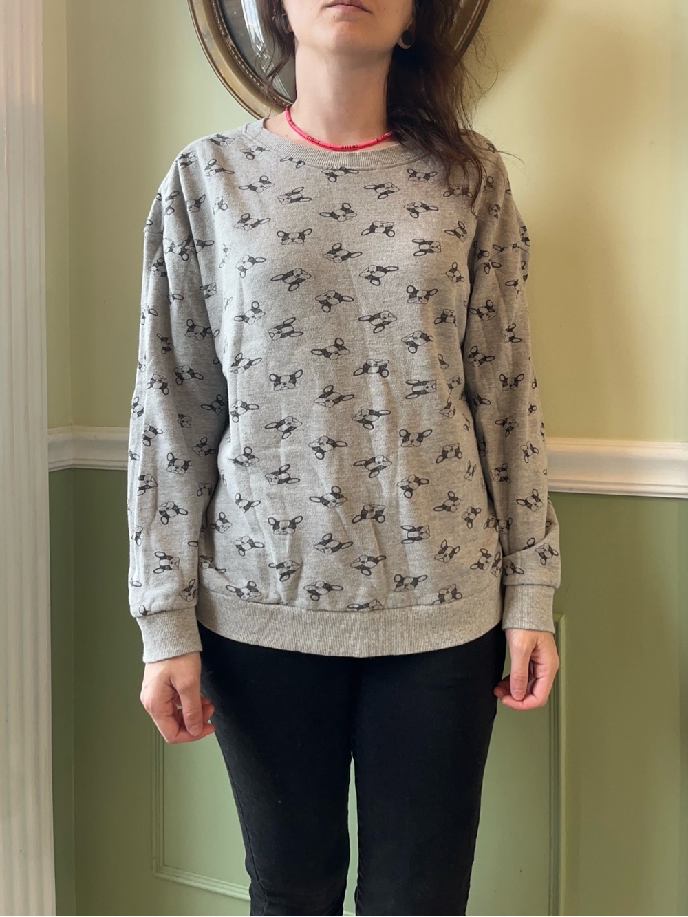 Love Peace & Lazy Days Boston Terrier Frenchie crew sweatshirt